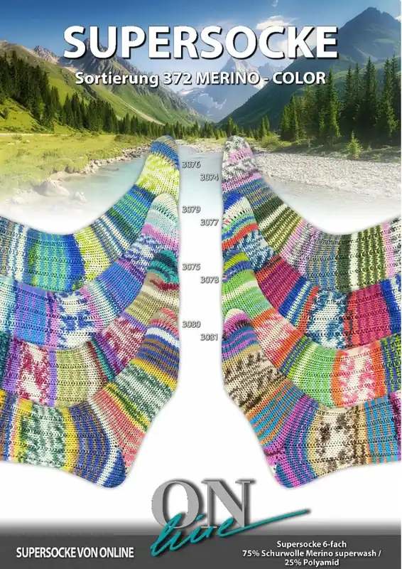 ONline Supersocke 6-fach 150g Sort. 372 Merino Color Preis Gesenkt