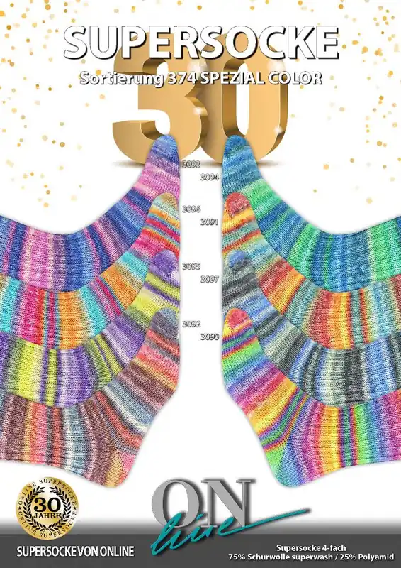 ONline Supersocke Sort. 374 Design Color Spezial 100g Heißes Angebot