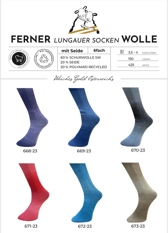 Kostenloser Versand Ferner Lungauer Sockenwolle 6-fach Seide