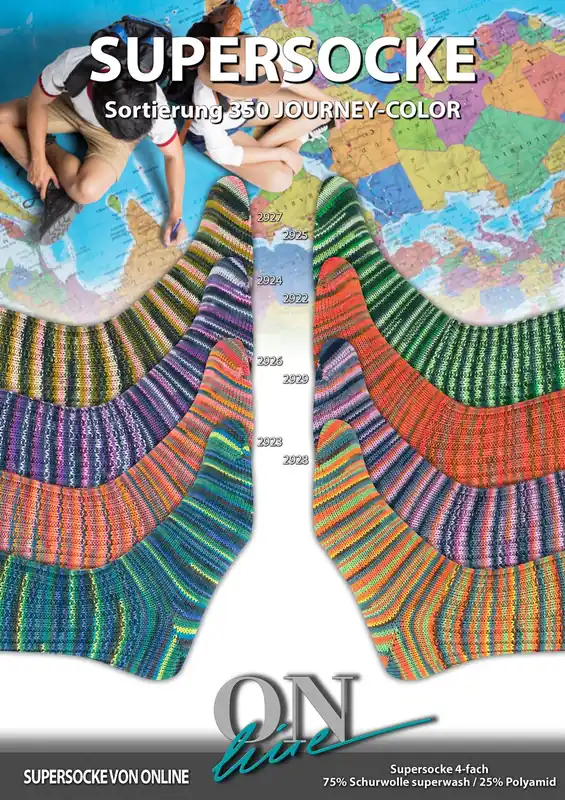 ONline Supersocke Sort. 350 Journey Color 100g Markenware