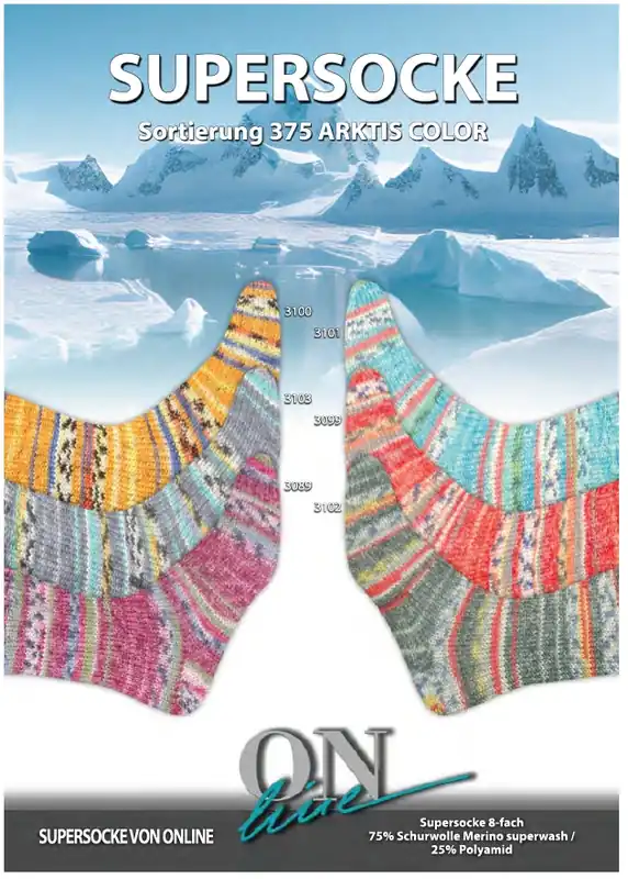 Letzte Chance ONline Supersocke 8-fach 150g Sort. 375 Arktis Color