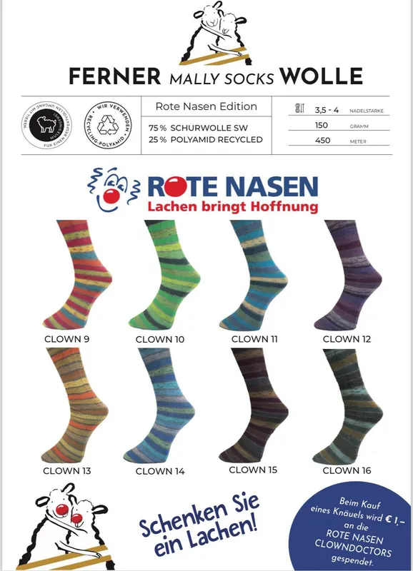 Ferner Wolle Mally Socks ROTE NASEN 6-fach Top-Seller