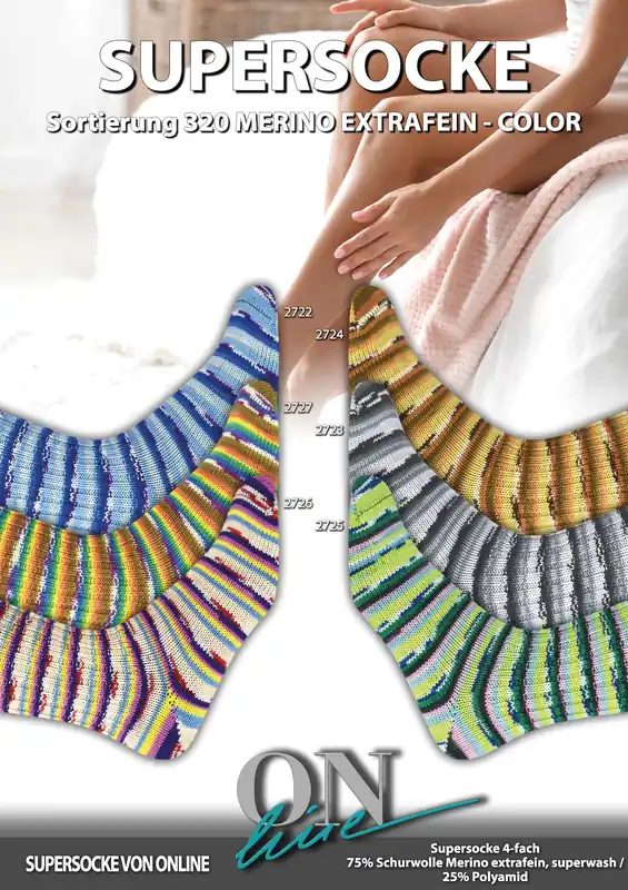 Neu ONline Supersocke Sort. 320 Merino Extra Fine 100g