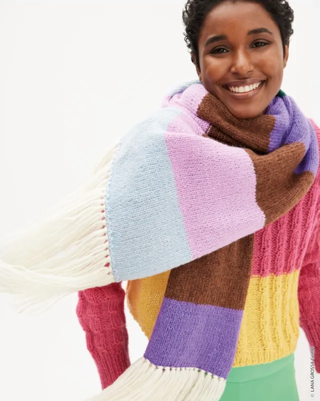 Schal Glatt Rechts In Streifen aus Brigitte No. 2 Neuheit