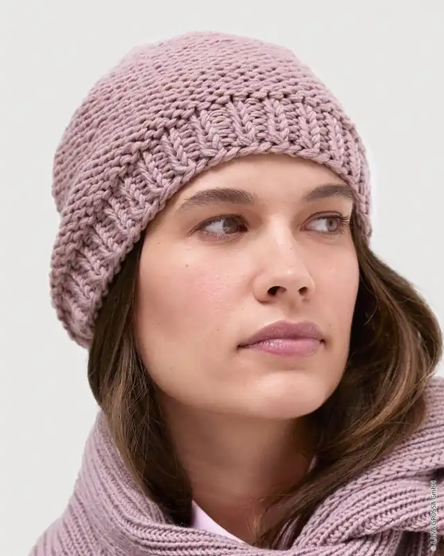 Mütze Glatt Links aus Cool Wool Big Mengenrabatt