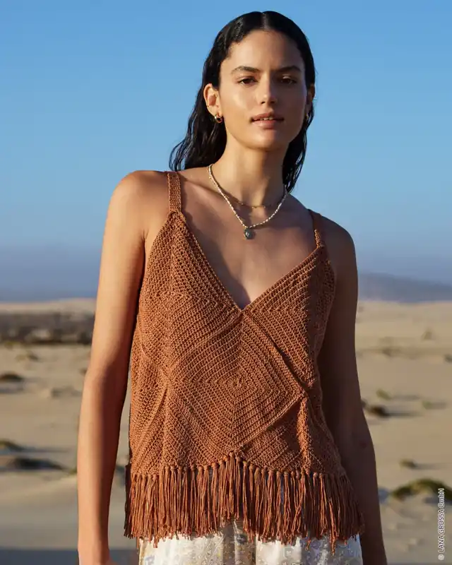 Nur Für Kurze Zeit Top Aus Rauten-Motiven aus Solo Lino