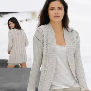 Bestpreis Cardigan mit Ajourmuster aus Linie 107 Supersoft