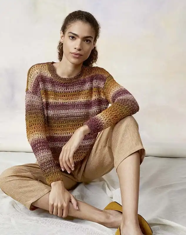 Pullover mit Lochmuster aus Linello Echt