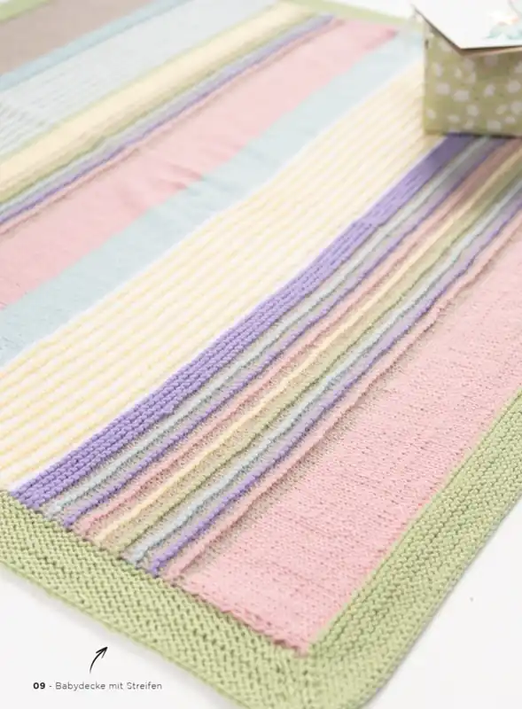 Gratis Versand Babydecke mit Streifen aus Pro Lana Baby Micro