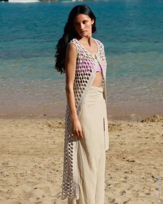 Weste / Kleid Im Stäbchenlochmuster aus Solo Lino Günstig