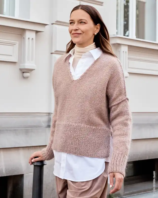 Nur Für Kurze Zeit Pullover Mit Betonten Nähten aus Alta Moda Alpaca & Silkhair