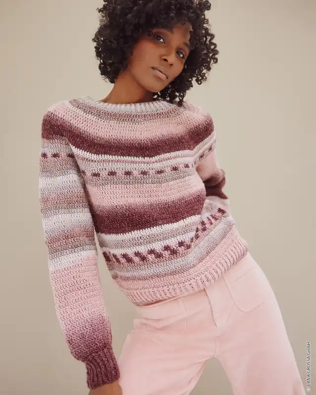 Top Down Häkelpullover aus Gomitolo Dipinto Garantierte Lieferung