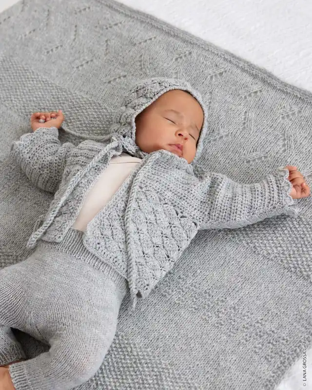 Häkeljäckchen Mit Muschelmuster aus Cool Wool Baby Weltweiter Versand