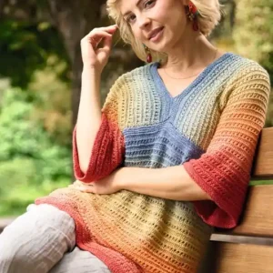 Tunika mit Ajourstreifen aus Pro Lana 1-2-3 Ideen Sonderangebot