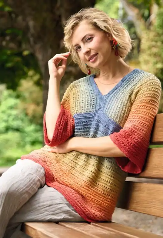 Tunika mit Ajourstreifen aus Pro Lana 1-2-3 Ideen Sonderangebot