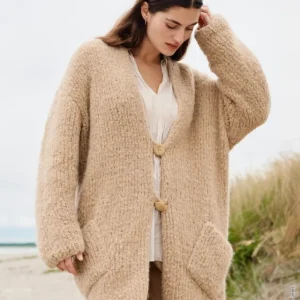 Super-Preis Longjacke Glatt Rechts Mit Aufgesetzten Taschen aus Royal Alpaca