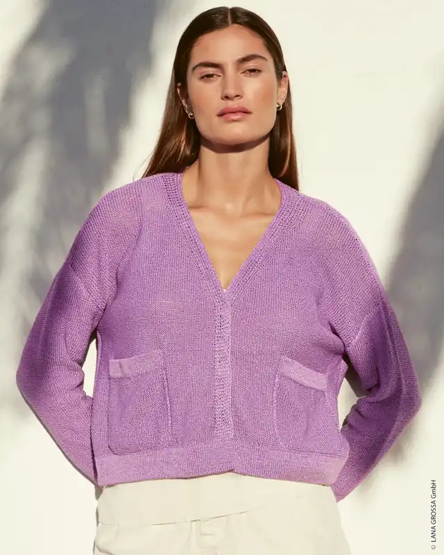 Geld-Zurück-Garantie Jacke Glatt Links Mit Taschen aus Nastrino