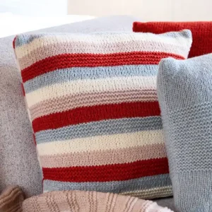 Preisreduziert Gestreifte Kissenhülle Glatt Rechts Mit Kraus Rechts aus Alta Moda Cashmere 16