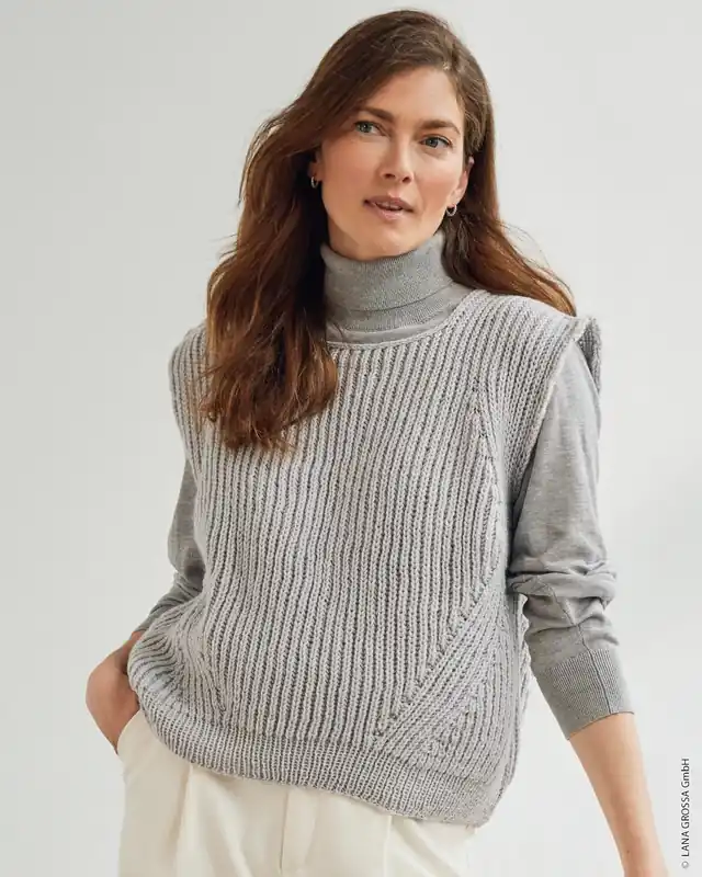 Pullunder Mit Patentmuster aus Merino Uno Hochwertig