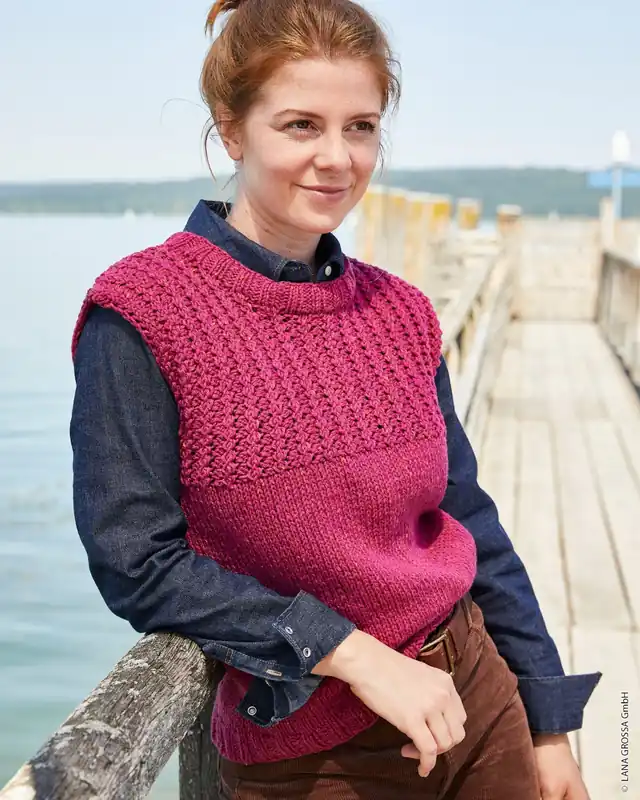 Pullunder Mit Rippen-Zopfmuster aus Landlust Soft Tweed 90 Ausverkauf