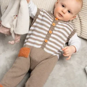 Latzhose mit Streifen aus Pro Lana Baby Merino Soft Kracherpreis