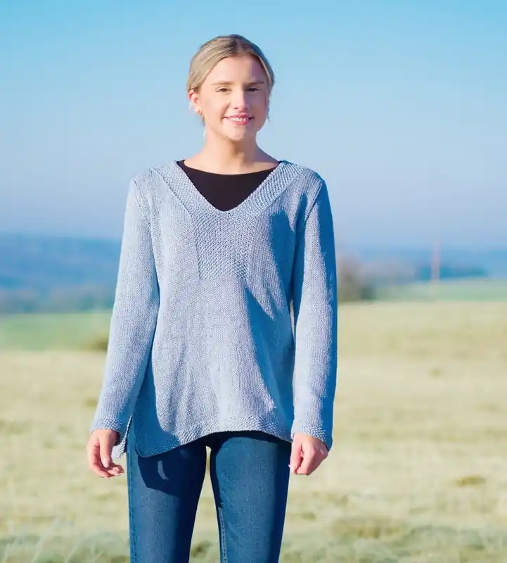 Pullover mit V-Auschnitt aus LandLust Sommerseide Handgefertigt