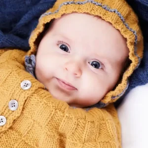 Babymütze aus Lamana Como (Tweed) Zertifiziert