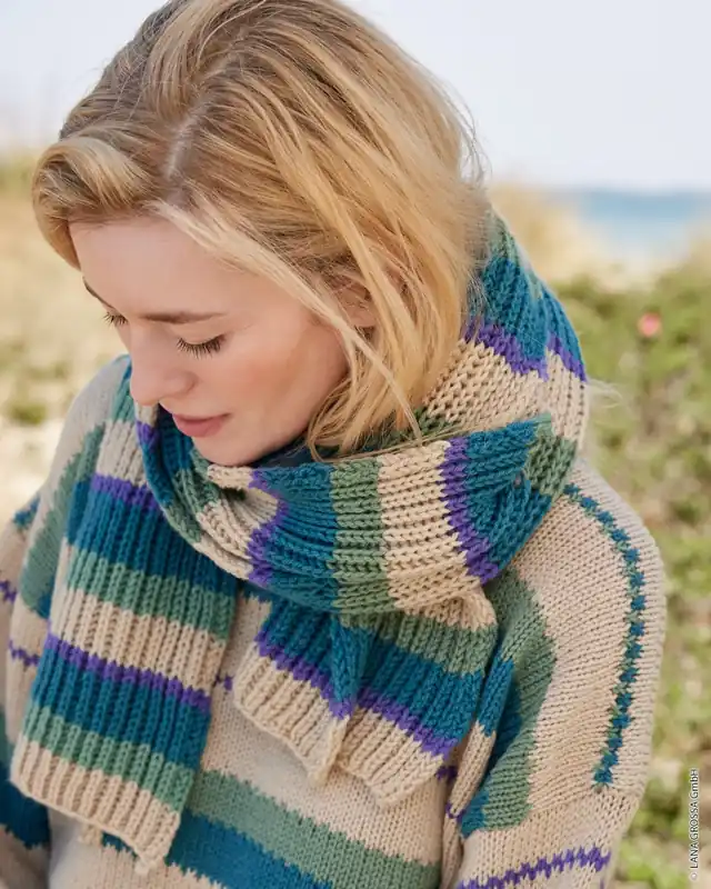 Streifenschal aus Merino Uno Limited Edition