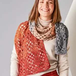 Jetzt Bestellen Stola Orange trifft Grau aus Woolly Hugs Bobbel Cotton