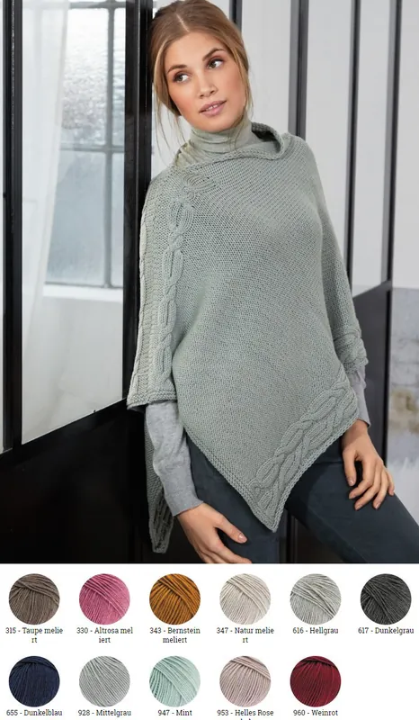 Poncho aus Cool Wool Big (Melange) Handgefertigt