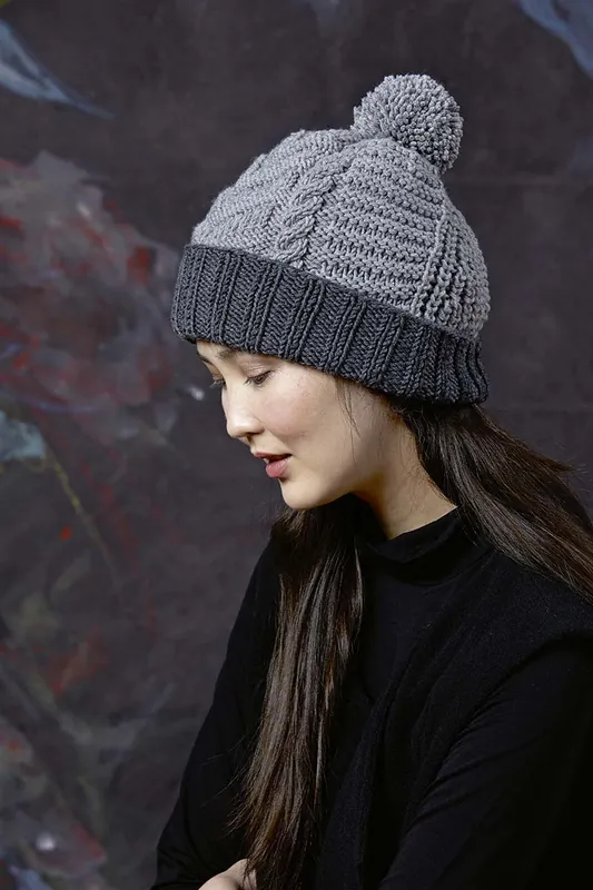 Zweifarbige Mütze aus Merino 70 Ausverkauf