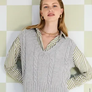 Sale Pullunder Mit Zopfmuster aus Cashmere Pure