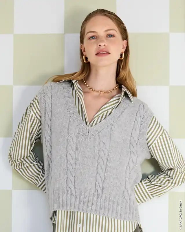 Sale Pullunder Mit Zopfmuster aus Cashmere Pure