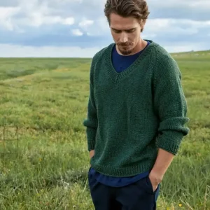 Original Pullover mit V-Auschnitt aus Cool Merino Big (Color)