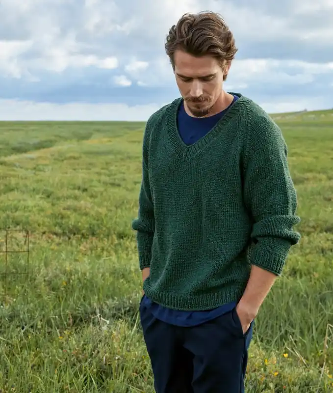 Original Pullover mit V-Auschnitt aus Cool Merino Big (Color)