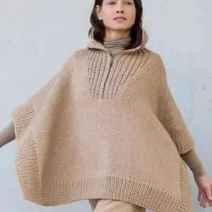 Poncho Mit Rippenmuster aus Winter Softness Handgefertigt