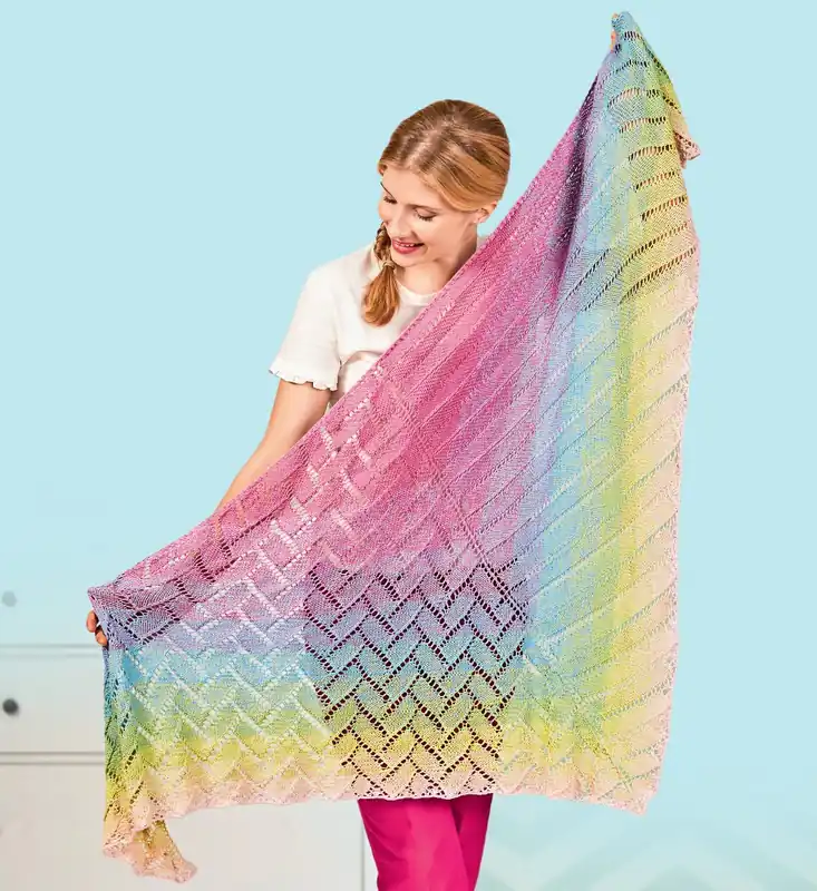 Tuch Grafik-Art aus Woolly Hugs Bobbel Cotton Preiswert