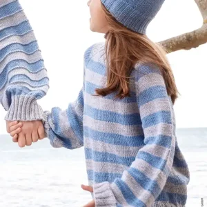 Geld-Zurück-Garantie Top Down Kinder-Streifenpullover aus Cool Wool Big Mélange