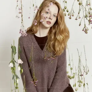 Pullover mit V-Ausschnitt aus Mohair Luxe Kostenloser Versand