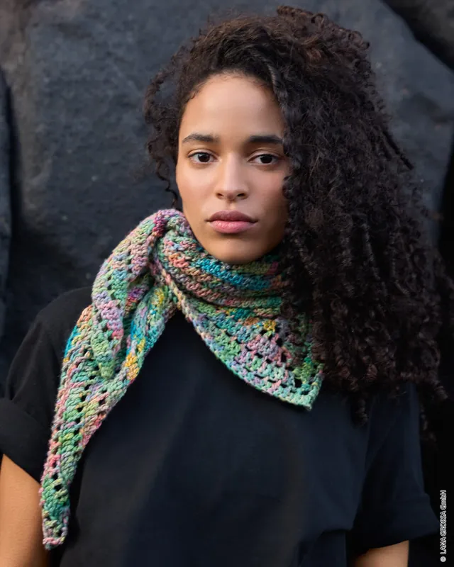 1-Knäuel-Häkel-Dreieckstuch aus Cotonella Multi Knallerangebot