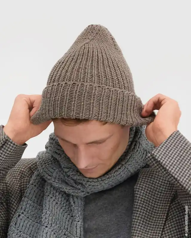 Top-Qualität Mütze Im Rippenmuster aus Cool Wool Superbig Mélange