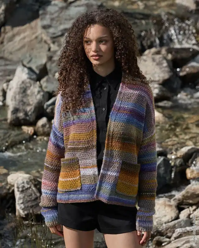 Jacke Im Hebe-Perlmuster aus Gomitolo Intenso Premium