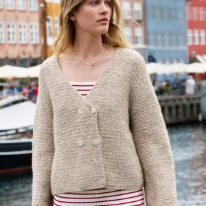 Hochwertig Jacke Im Rattanmuster aus Natural Alpaca Pelo