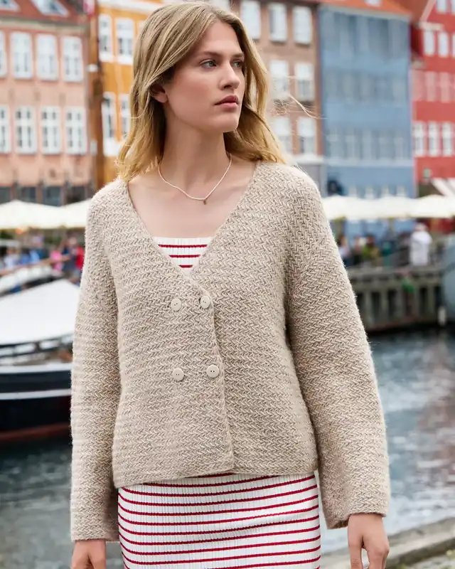 Hochwertig Jacke Im Rattanmuster aus Natural Alpaca Pelo