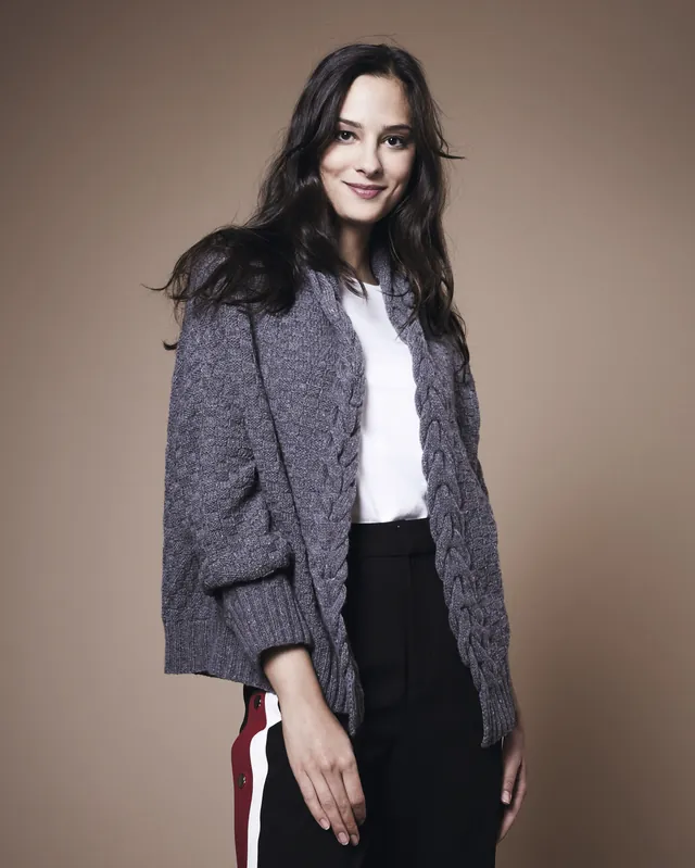 Jacke mit Zopfmusterblende aus Lamana Como Tweed Top-Preis