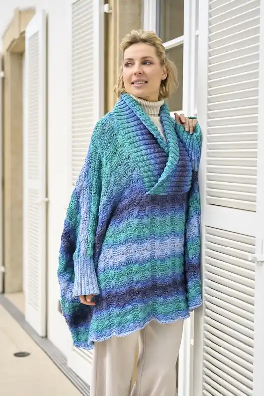 Poncho aus Pro Lana 1-2-3 Ideen Merino Weltweiter Versand