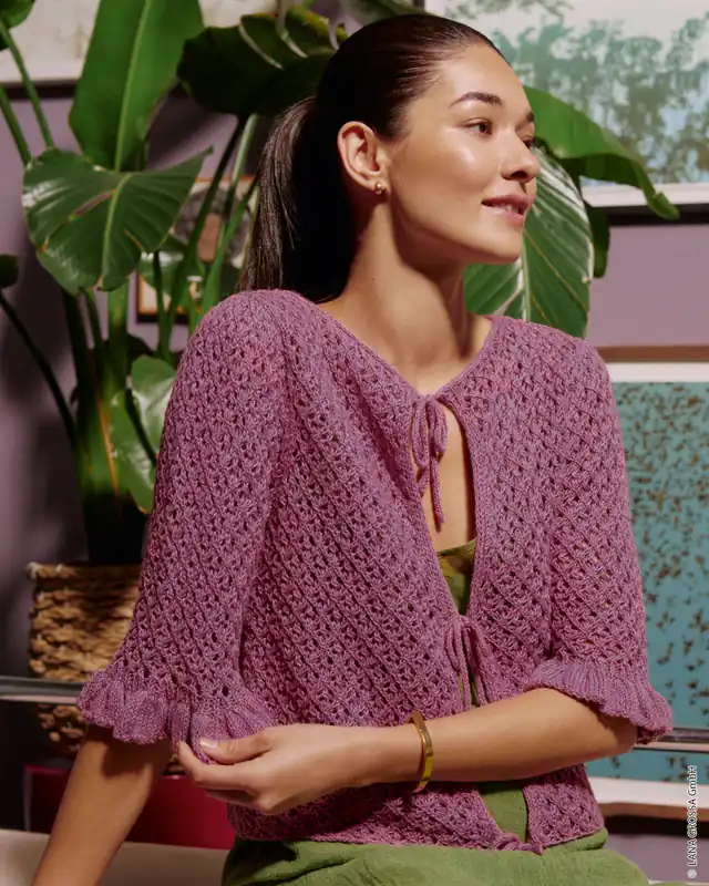 Jacke Im Ajourmuster aus Diversa Sichere Zahlung