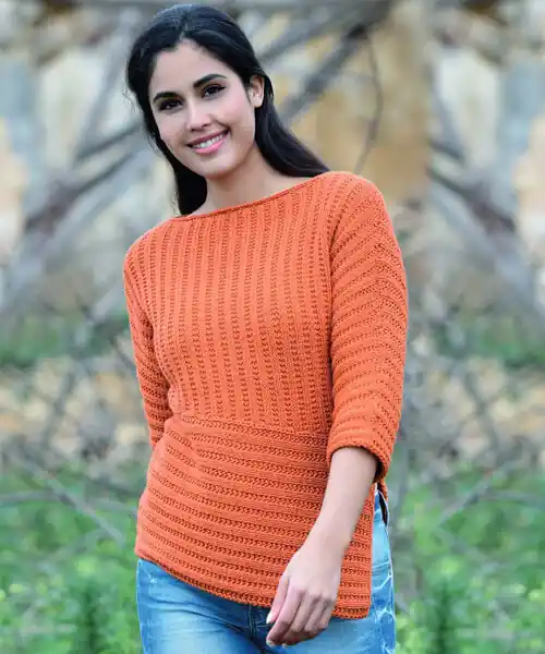 Im Trend Asymmetrischer Rippenpullover aus Starwool