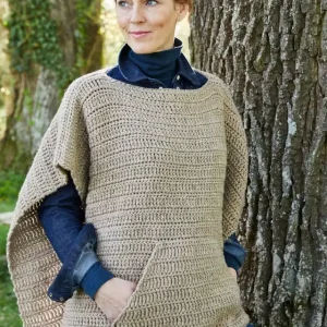 Häkelponcho Mit Känguru-Tasche aus Landlust-Winterwolle Mega-Angebot