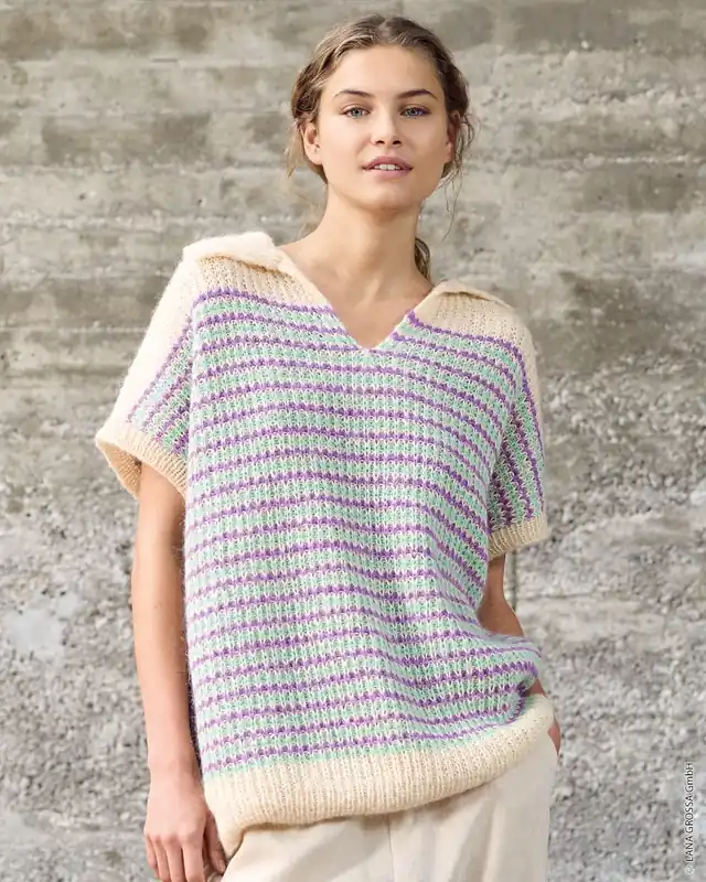 Kostenloser Versand Slipover Im Streifenmuster aus Setasuri